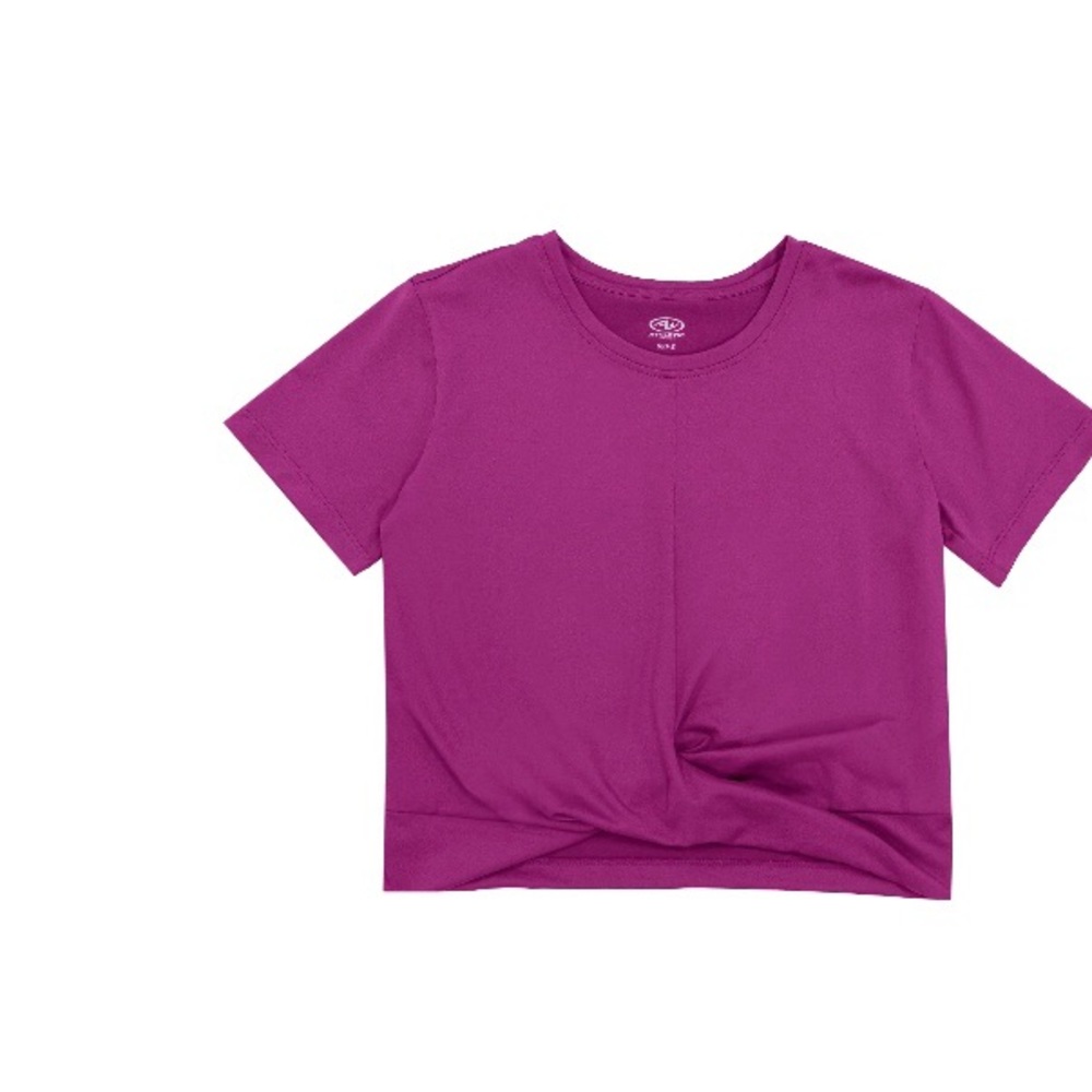 T-shirt front twist girls new size XXL 18 fuchsia polyester
